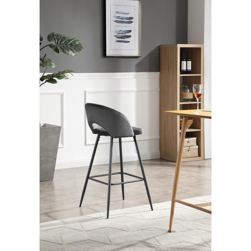 Hollydale Upholstered Counter Stool with Metal Frame, Grey