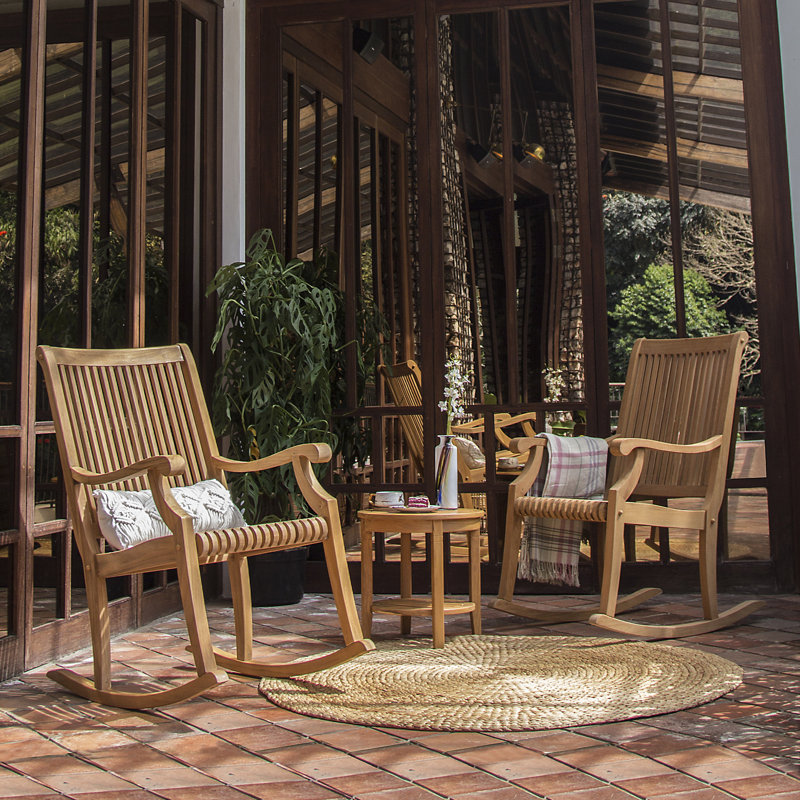 Danni Argon 2 - Person Teak Seating Group with Cushions, Natural, 18"