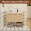 Meuble-lavabo flottant mural de 36 pouces avec lavabo en gel, finition chêne clair et rangement modulaire à 3 portes-129165886