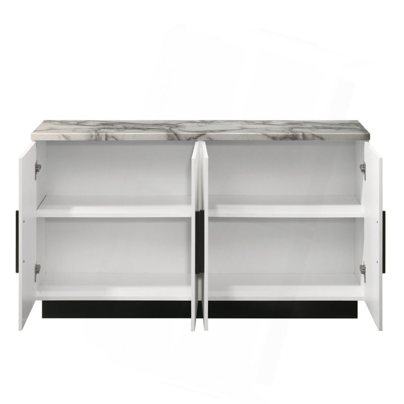 Console blanche l 63 po avec plateau en faux marbre Reine