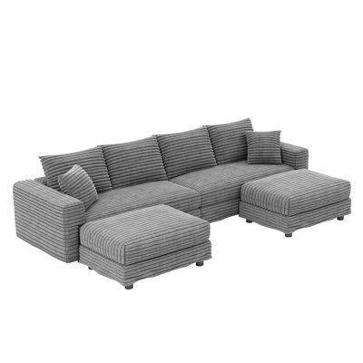 Planara Modern Sectional Sofa with Plush Corduroy and High-Density Sponge