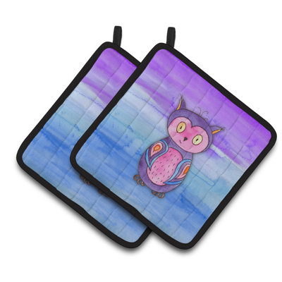 Cuisinier poignée aquarelle hibou trésors de caroline