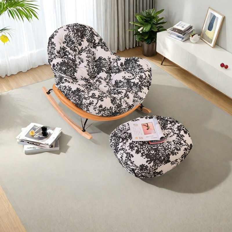 Chaise berçante ergonomique en chenille, Noir / Orange