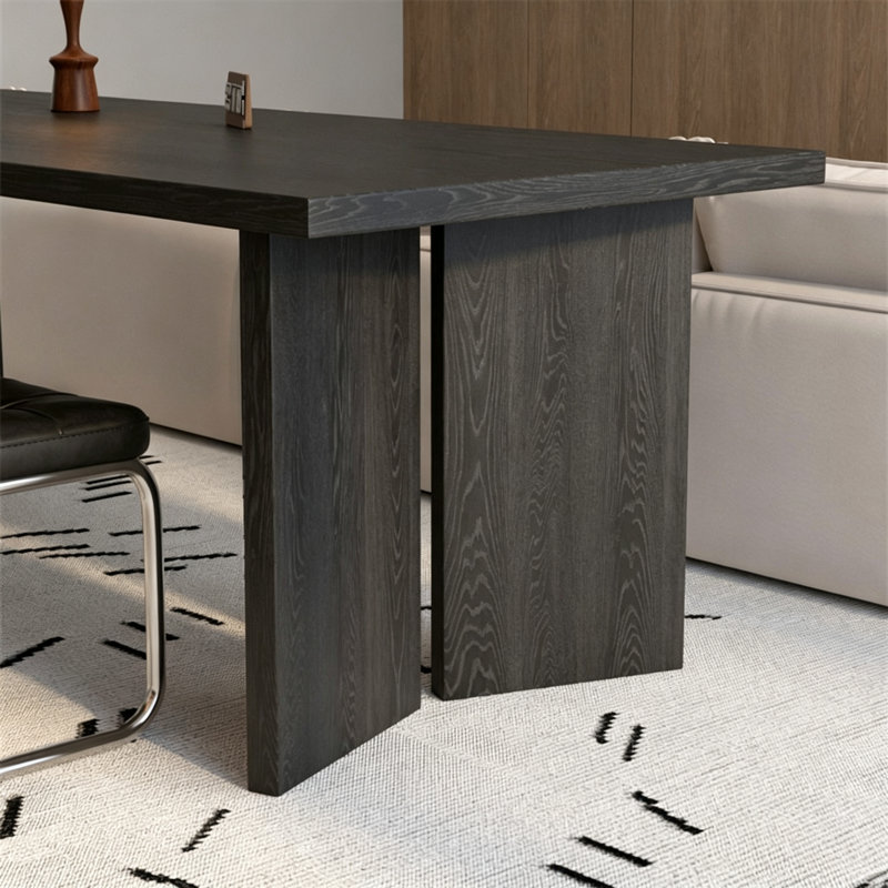 Bureau rectangulaire en frêne massif noir, 29.5" H x 70.87" W x 31.5" D