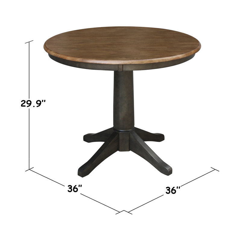 Table de salle à manger Imilia, H 29,9 po x L 36 po x l 36 po, Hickory / charbon délavé