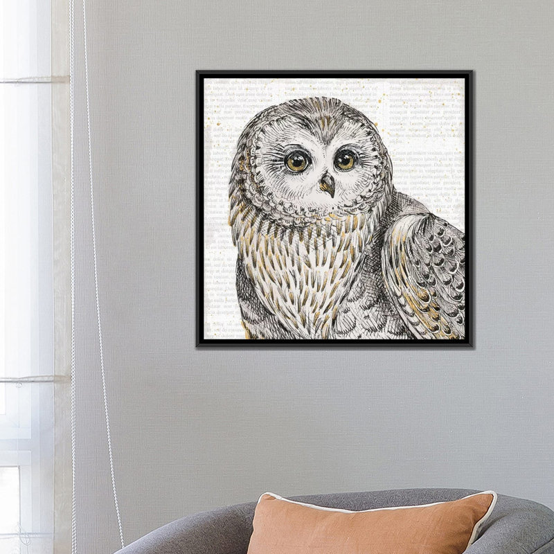 «Beautiful Owls II», impression sur toile, H 18 po x l 18 po x P 1,5 po, Toile avec cadre noir, Pas de tapis