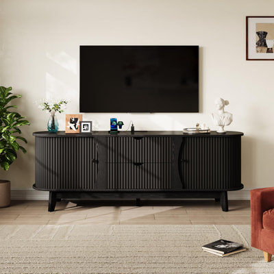 Meuble télé moderne avec porte ondulée et armoires de rangement intégrées