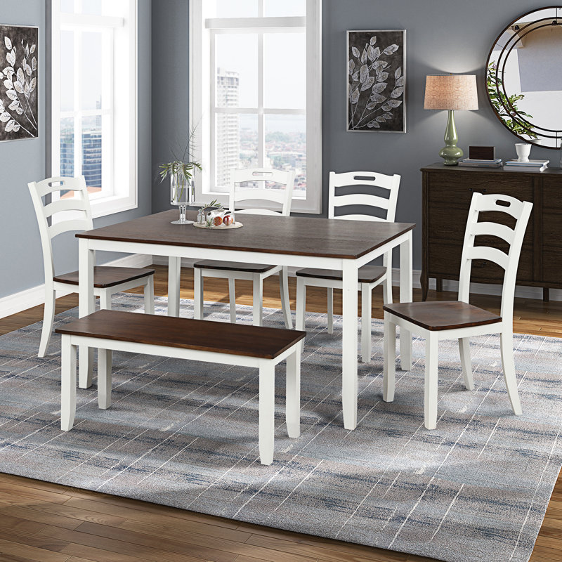 6 Piece Dining Table Set With Bench
