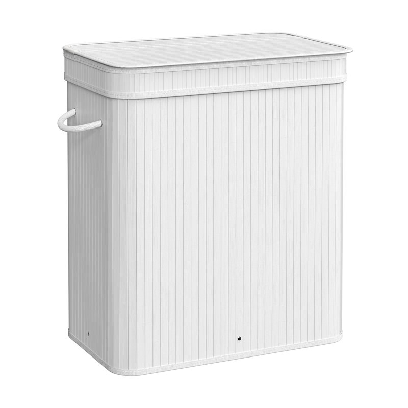 Bamboo Laundry Hamper with Handles, White