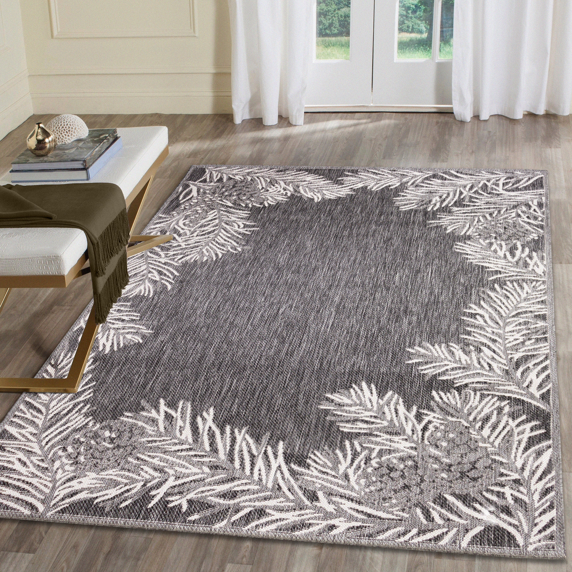 Loon Peak® Alumbaugh Charcoal Indoor / Outdoor Area Rug & Reviews | Wayfair