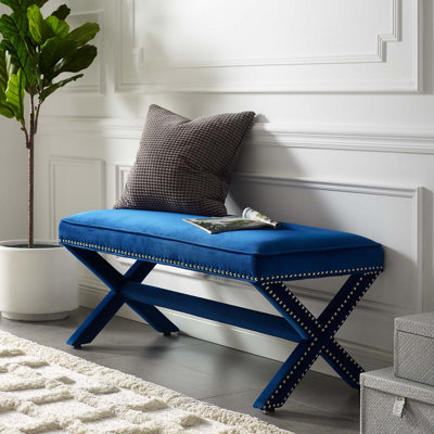 Rivet Upholstered Velvet Bench