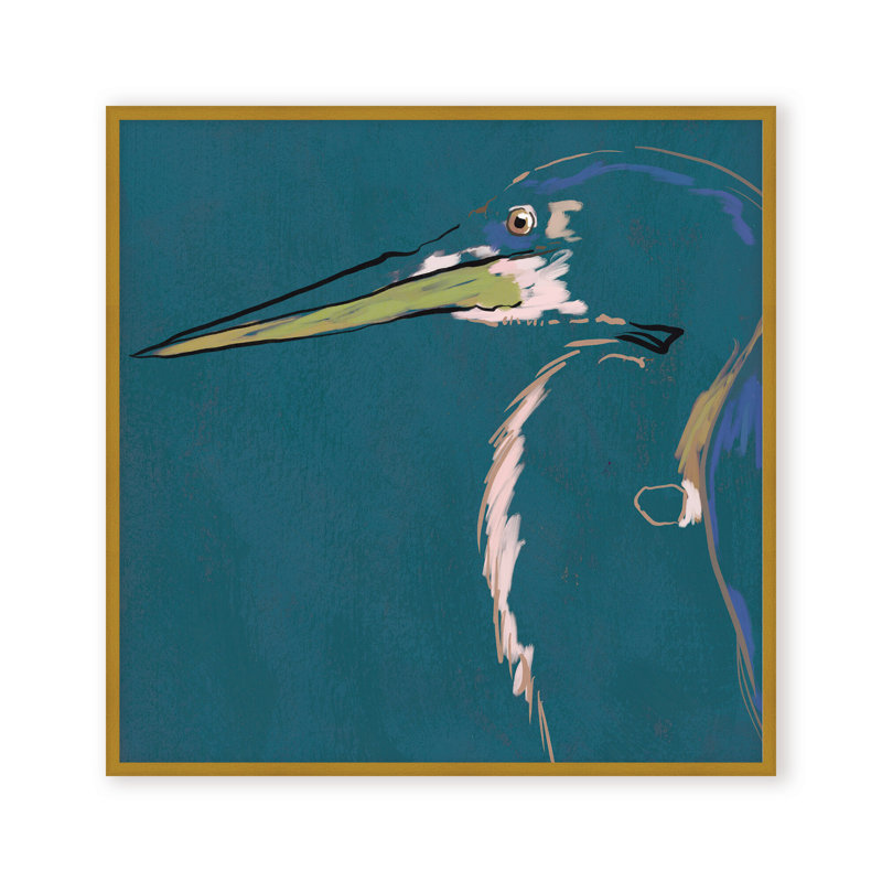 Nature Inspired Blue Heron Portrait, 36" H x 36" W, Black, Framed Print