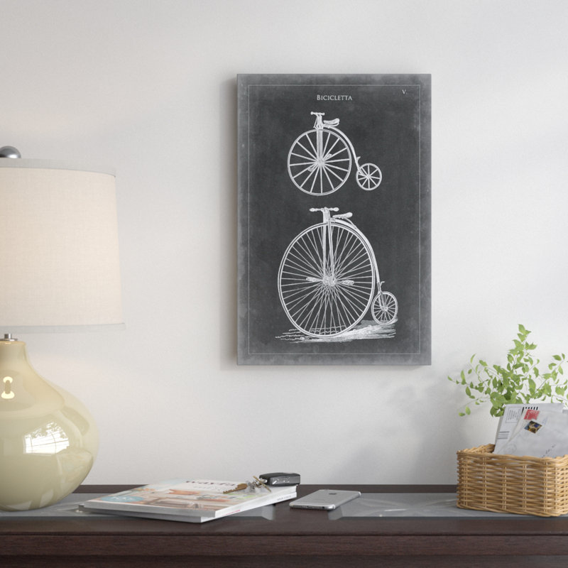 « rétro bicyclettes i », reproduction d’impression sur toile tendue, H 26 po x l 18 po x P 1,5 po, Toile avec cadre noir