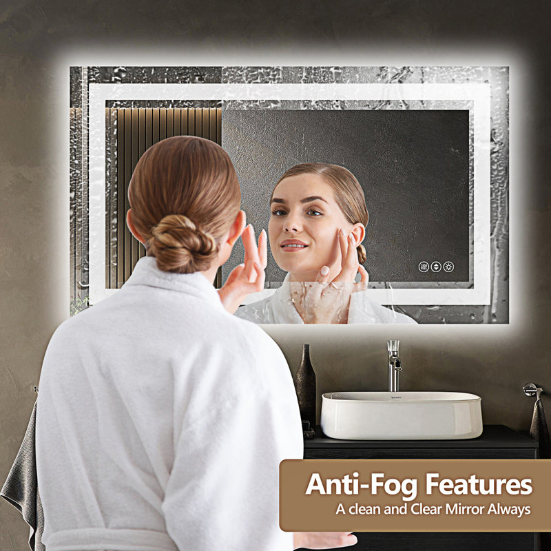 Miroir de salle de bain sans cadre à DEL, miroir intelligent, 32,05 po x 24,05 po 