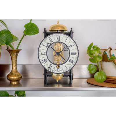 Analog Mechanical Tabletop Clock in Gold
