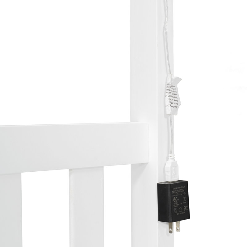 Lit pour enfant PlayNest avec glissoire et lumières DEL intégrées, cadre de lit en bois en forme de maison, Rose
