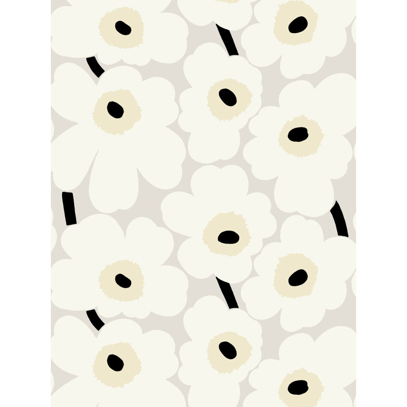 Unikko Floral Paper/Non-Woven Wallpaper Roll, Oyster