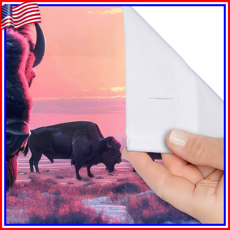 Rideau de douche 11932_S Sunset Bison - Animal, L 70 po x L 83 po