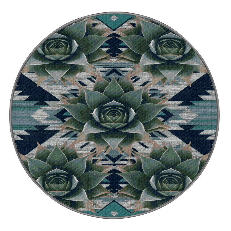  Tapis lavable Agave Plant Southwestern, Rond 5 pi