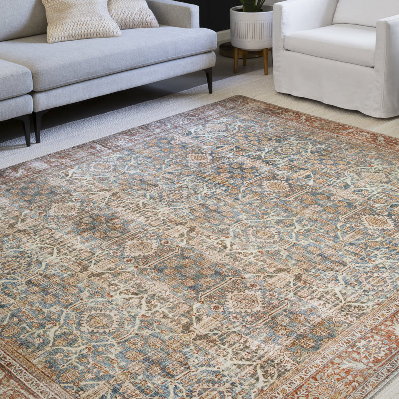 Tapis oriental océan / rouille Pratt, Rectangle 5 pi x 7 pi 6 po