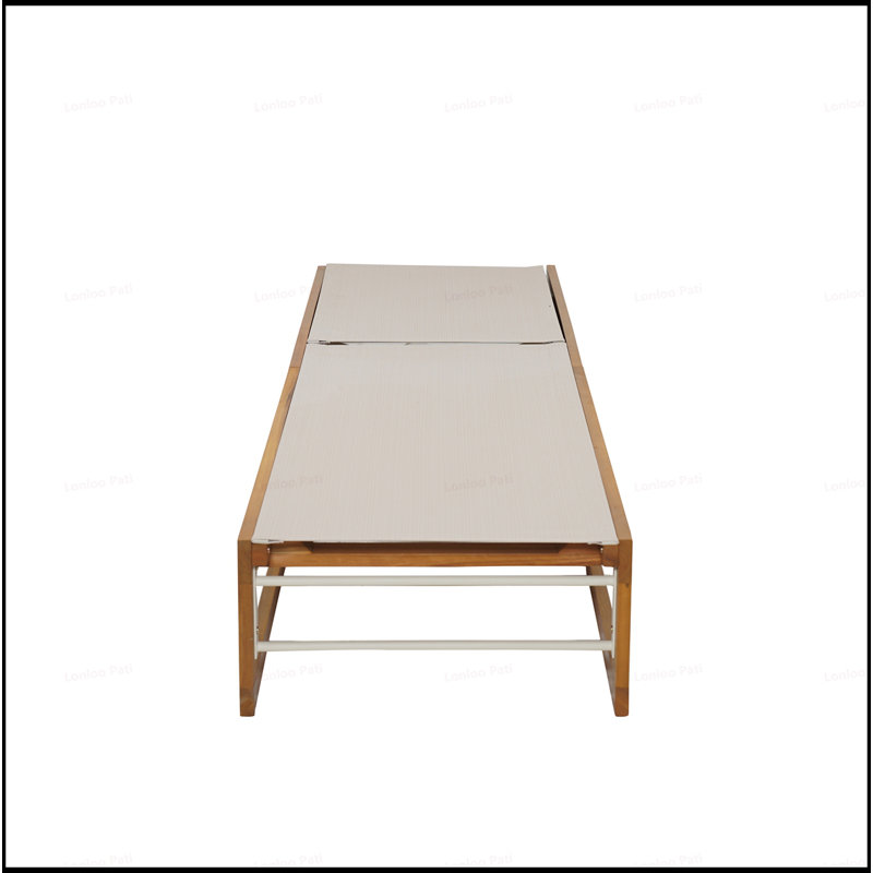 Elegant Acacia Wood Chaise Lounge Chair With Comfortable Mesh Seating For Outdoor Relaxation And Durability