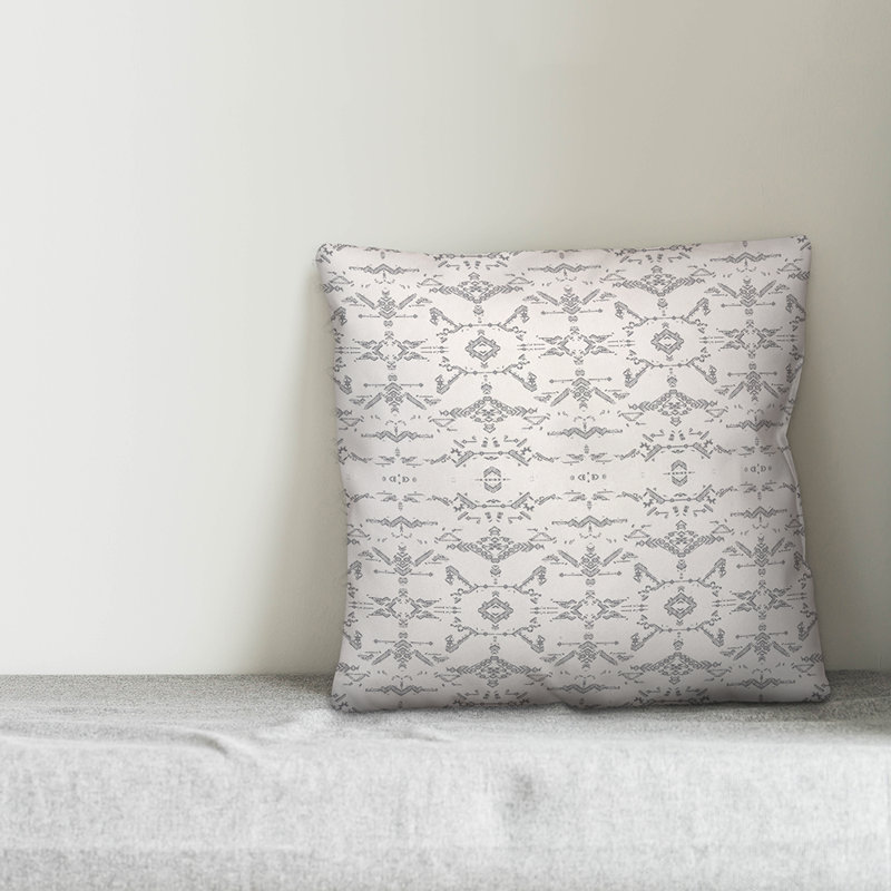  Coussin Faded, 16 po x 1 po, Blanc / Gris