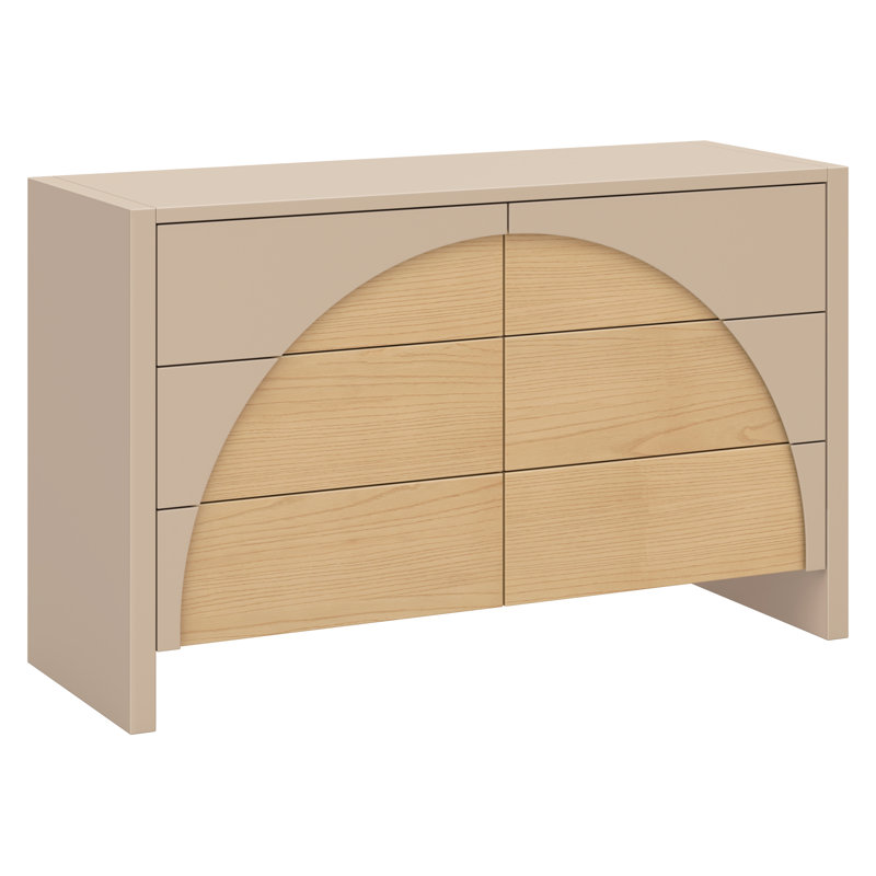 Commode 6 tiroirs Moab, Taupe / Frêne