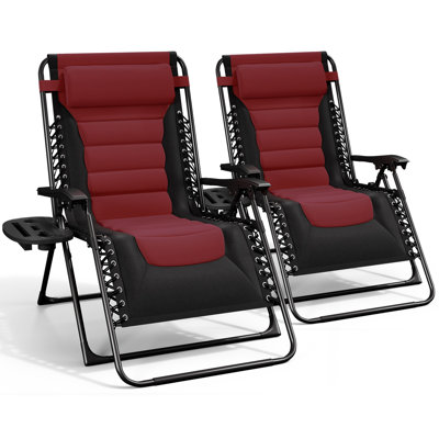 Oversized Padded Zero Gravity Reclining Lounge Chair with Cup Holder Tray and Headrest