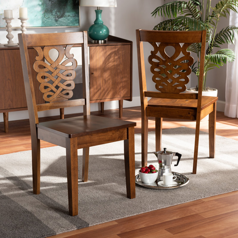 17.7'' H Solid Wood Side Chair, Walnut Brown