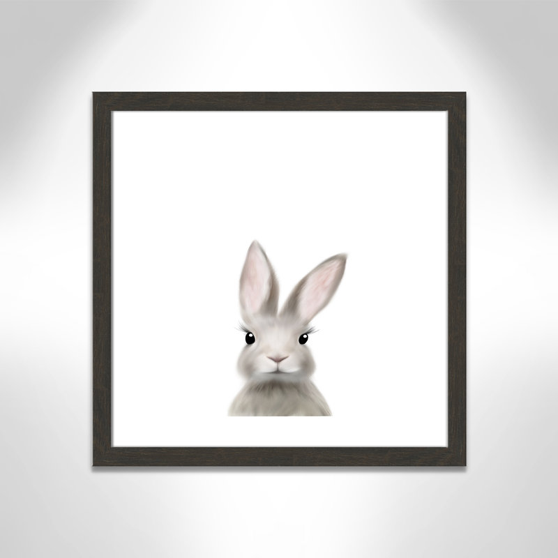 Art encadré en lapins forestières, H 24,5 po x l 24,5 po x P 0,63 po, Encadré de boîte noir