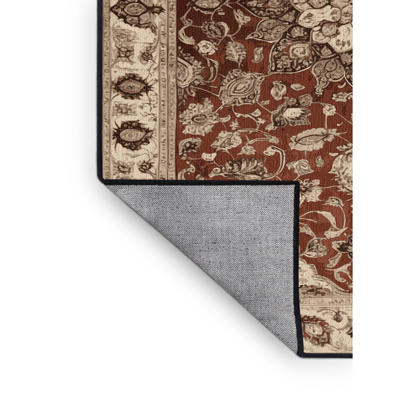 Tapis brun lavable à la machine, Rond 4 pi