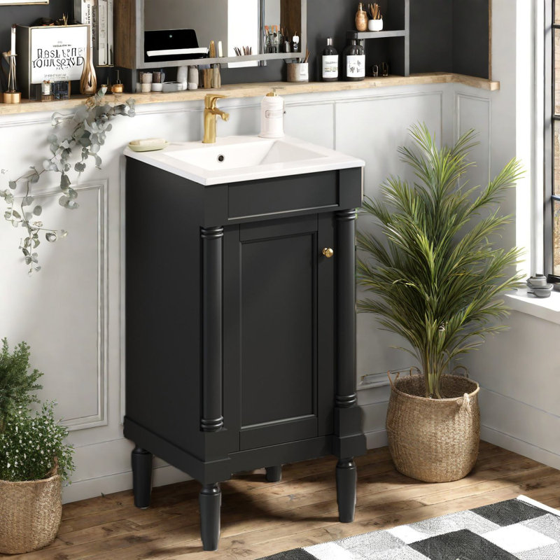 Meuble-lavabo et lavabo peu encombrant en bois MDF style français