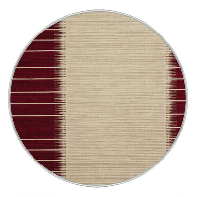 Tapis beige à rayures horizontales lavable à la machine