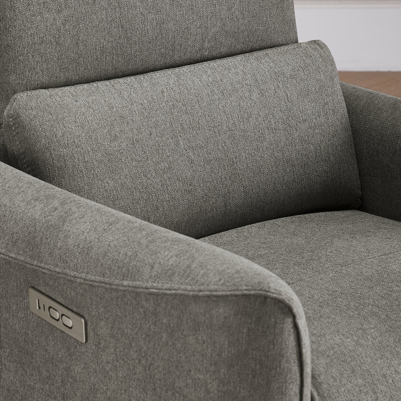 Upholstered swivel Power Recliner, Metal Gray