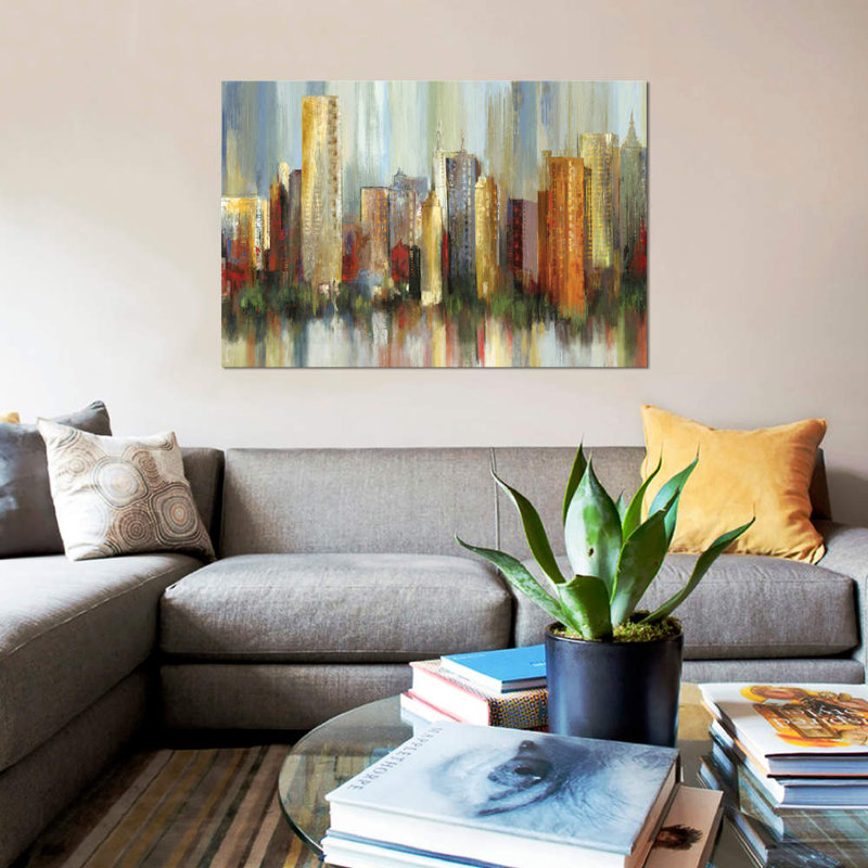 «Metropolis», reproduction sur toile, H 12 po x l 18 po x P 1,5 po, Pas de tapis, Toile tendue
