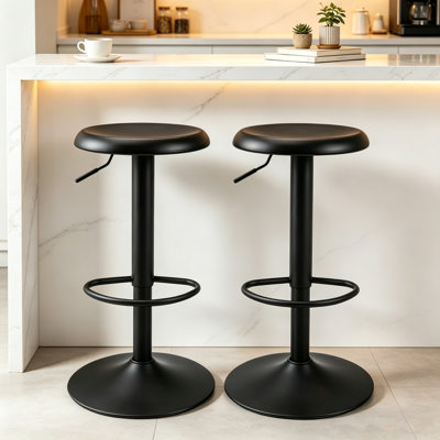Ensemble de 2 tabourets de bar réglables, tabourets de bar pivotants ronds en métal, chaises de bar à hauteur de comptoir sans dossier pour la cuisine, la salle à manger et le pub