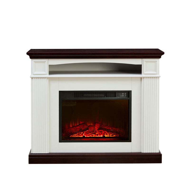 Foyer électrique avec tablette de manteau de cheminée, chauffe-foyer autoportant avec flamme à DEL, foyer encastrable de 23 pouces pour chambre à coucher et salon