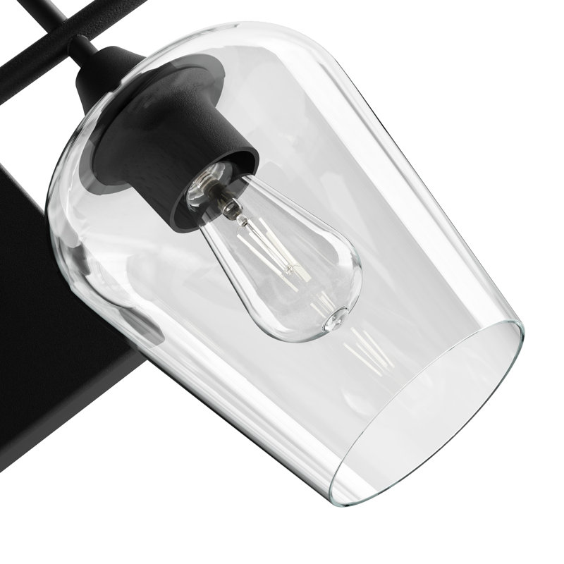 Herminie Dimmable Vanity Light, Matte Black, Clear, 2 Lights