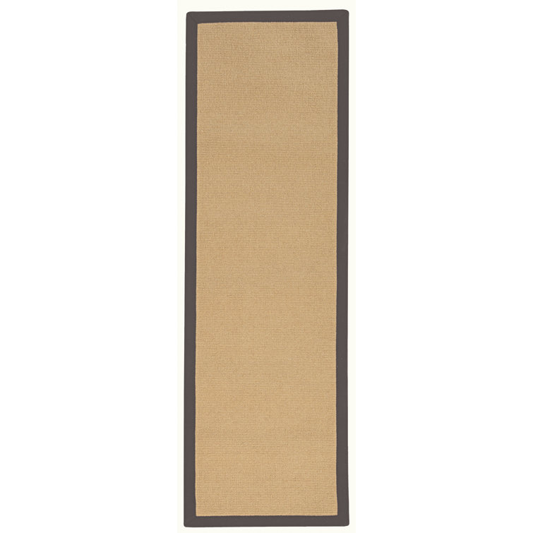 Nannette Handmade Medium Beige Berber with Slate Cotton Border Area Rug