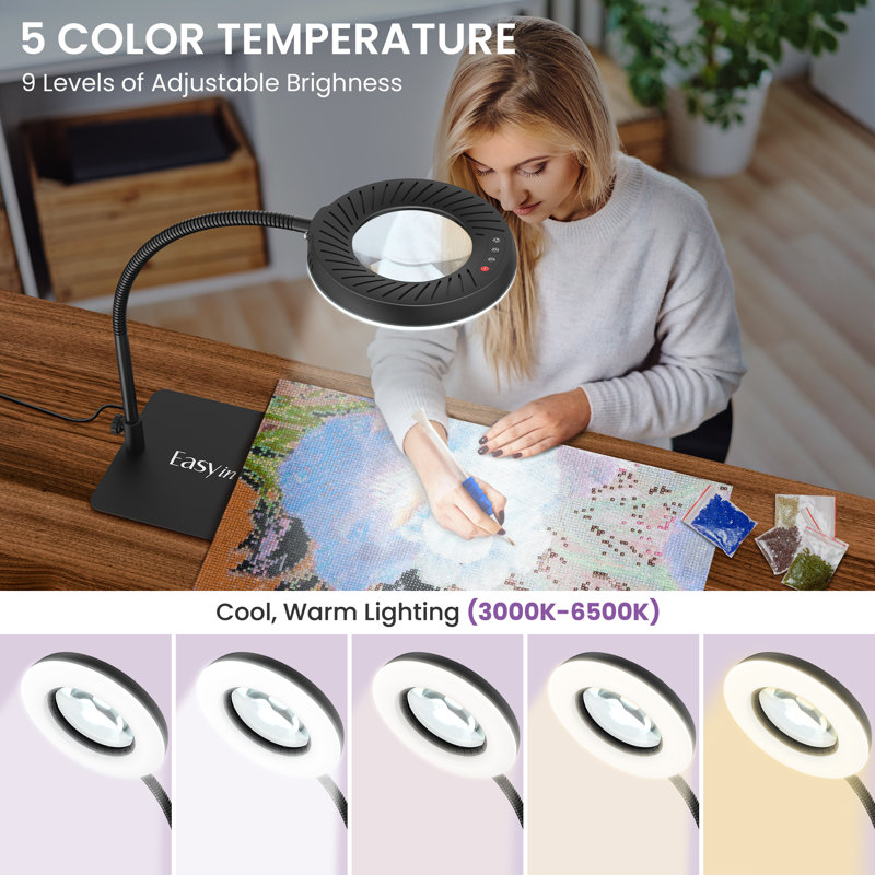 Ezekiah 10W Adjustable LED Table Lamp with 8X Magnifier