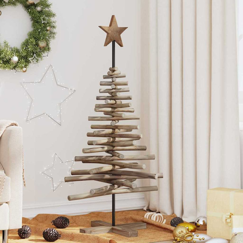 vidaXL Christmas Tree with Stand Brown Solid teak wood, 120cm H
