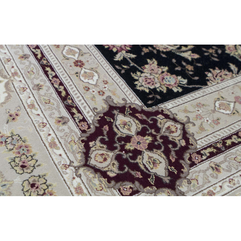 Hand-Knotted High-Quality Black and Taupe Area Rug