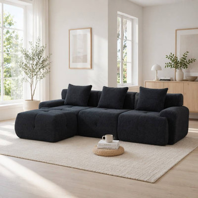 104.3" Wide Modular Corner Sectional Sofa with Ottoman, 4-Piece Boneless Cloud Sofa