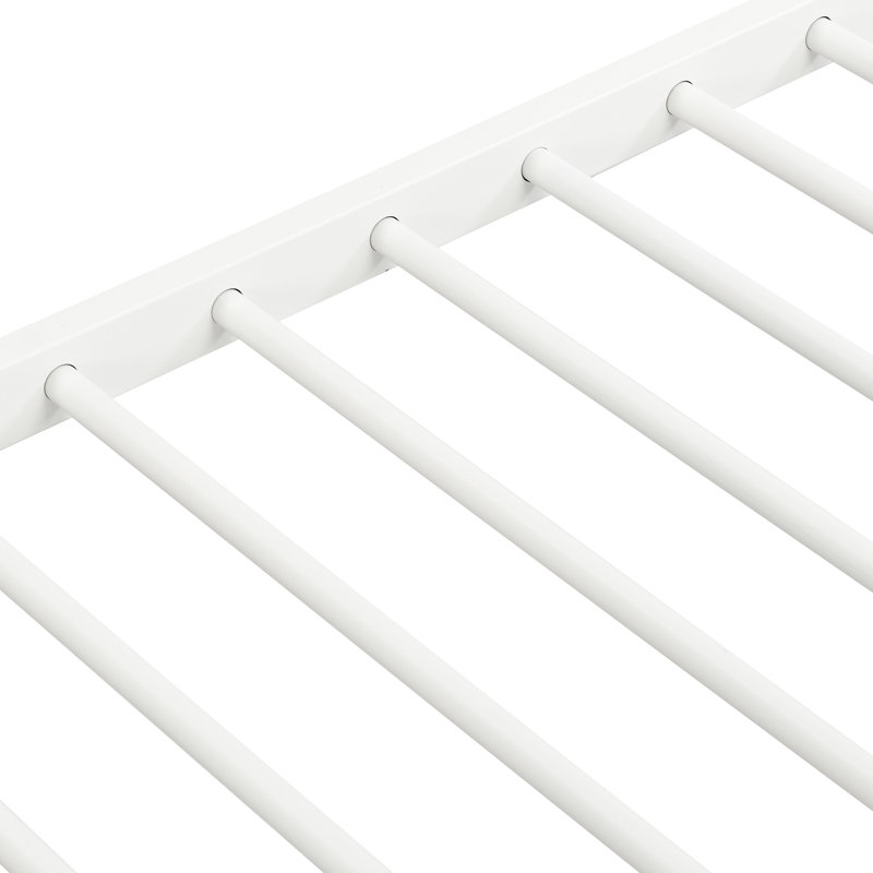 Modern Metal Bunk Bed With Trundle In White - Comfortable, Heavy Load Twin Stable, Space Saving Frame, White