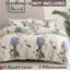 Housse de couette en fleurs peintes en brun clair-116009342