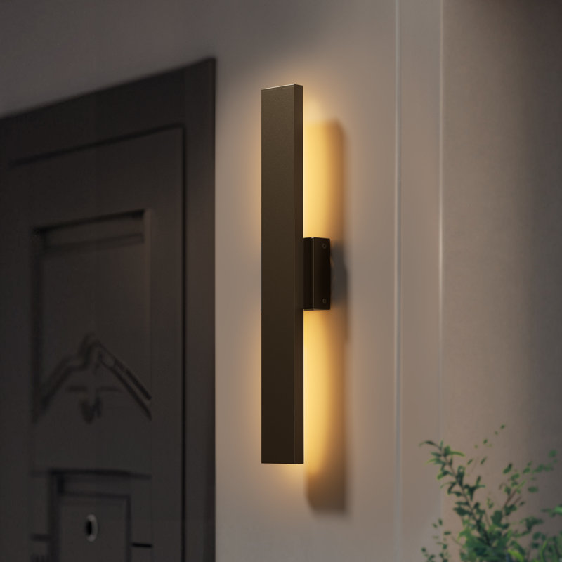 21'' Outdoor Dimmable LED Wall Light, Brown