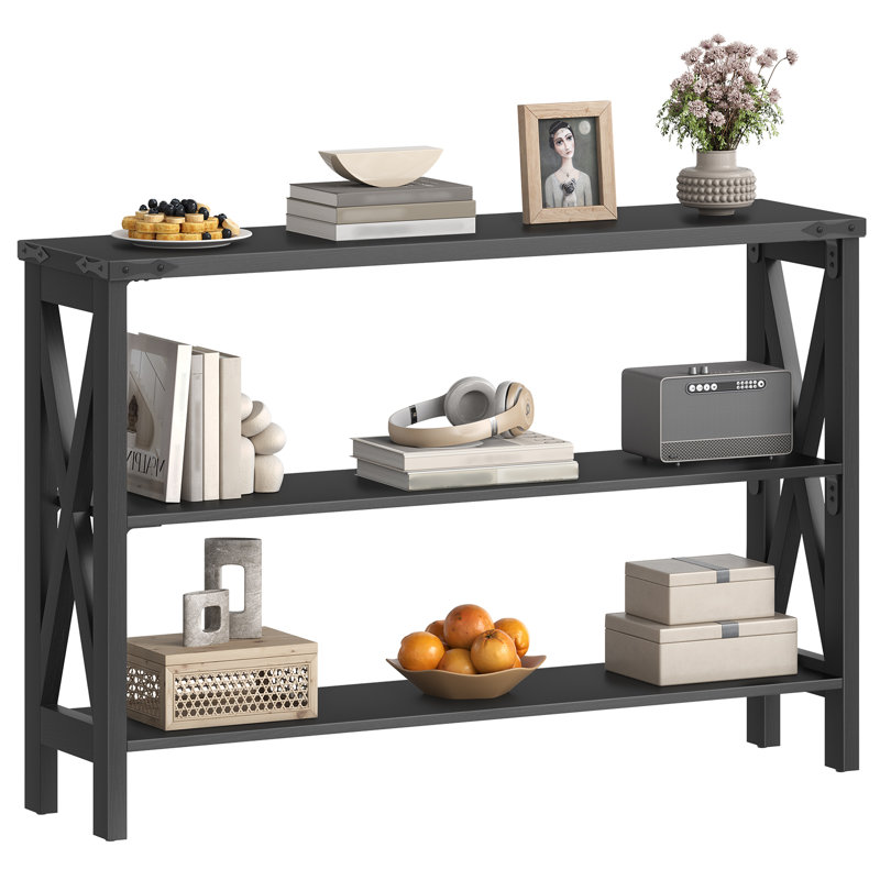 47.2" Console Table with 3 Shelves and X-Shaped Frame