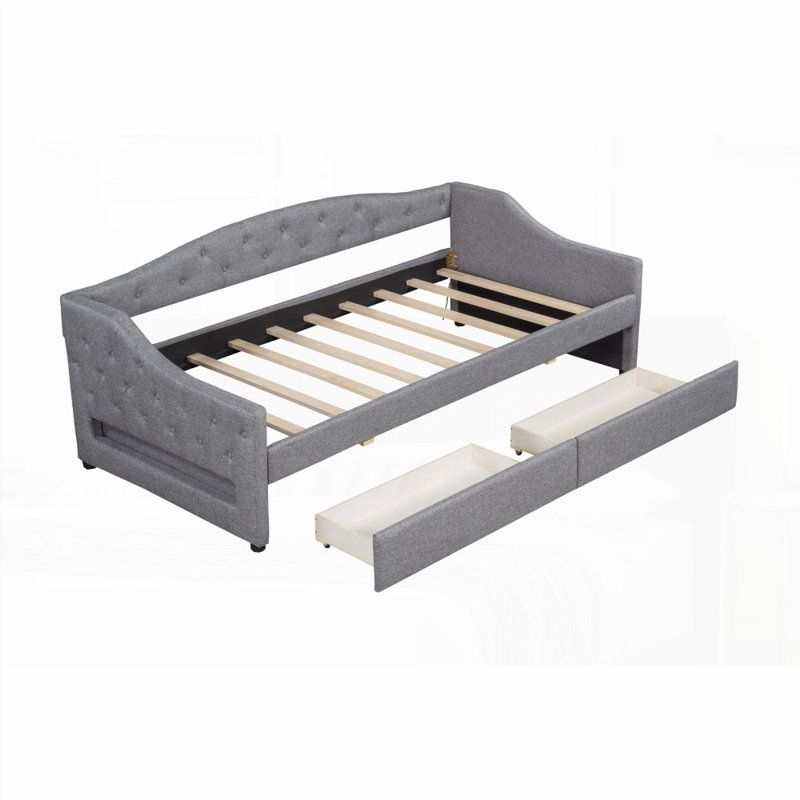Upholstered Twin XL Size Daybed - No Box Spring Needed, Sturdy &amp; Elegant, Gray