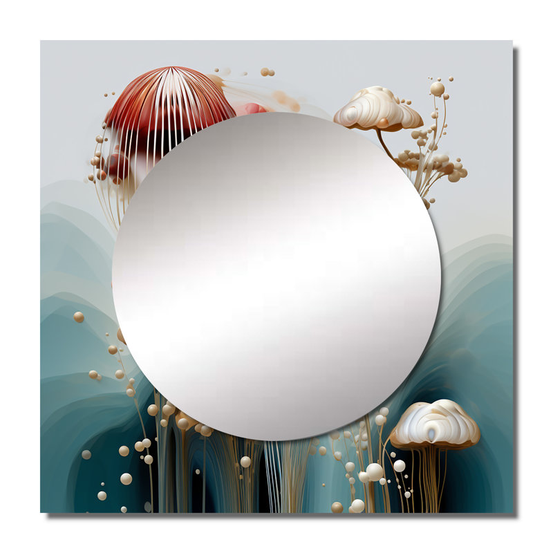 Fawziya - Grand miroir carré abstrait Botanicals, 36 po x 36 po