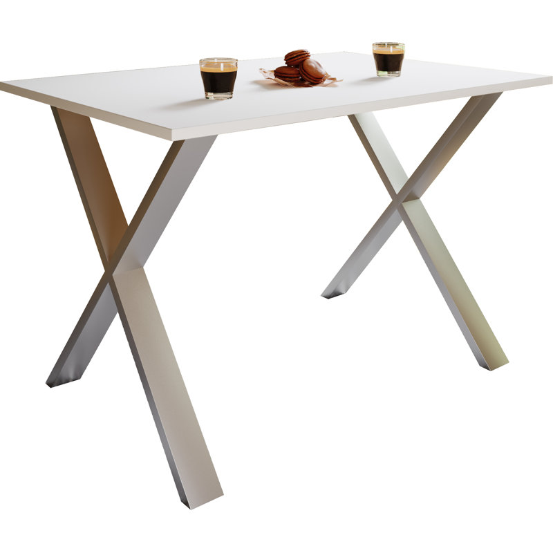 Alwilda Metal Base Dining Table, White, 76cm H x 140cm W x 50cm D, Browning
